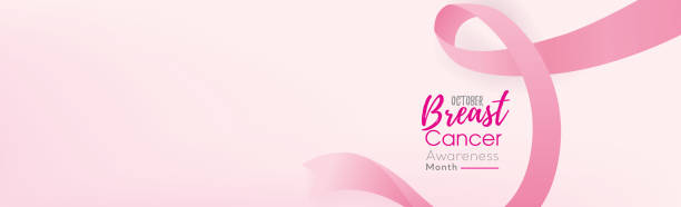 brust krebs bewusstsein kampagne banner hintergrund mit rosa schleife - breast cancer awareness stock-grafiken, -clipart, -cartoons und -symbole