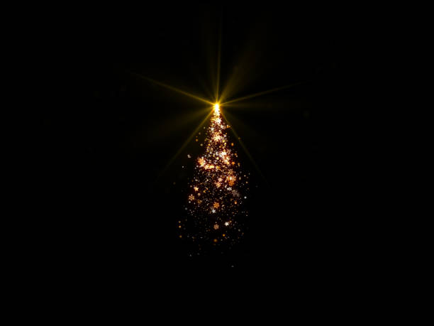 istock Magic Christmas tree lights on black background for overlays with copy space 1050226524