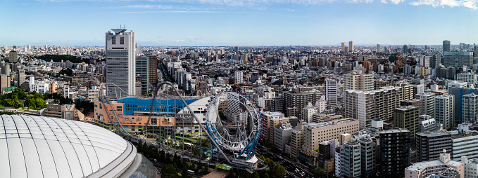 Tokyo, Japan - 08/16/2018: An aerial view of Bunkyouku in Tokyo, next to the Tokyo Dome