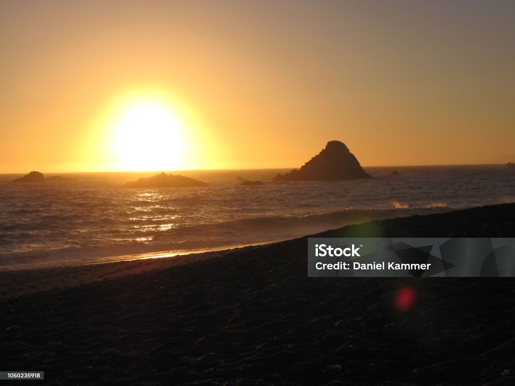Wright's Beach Sunset on the Pacific Coast, specifically Wright's Beach California. Located just north of Bodega Bay, the camp is right on the beach that leads to this beautiful scene. Bodega Bay Stock Photo