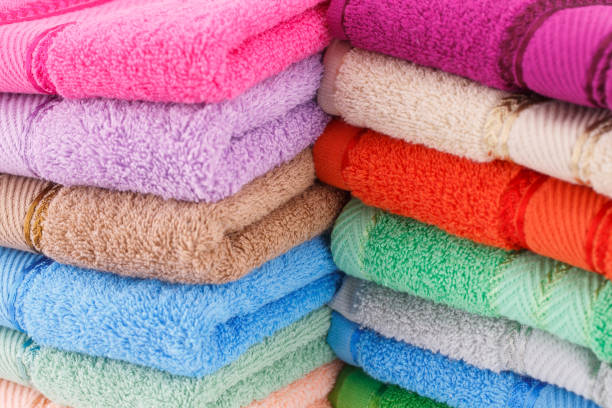 istock Colorful towels stacks 1050241294