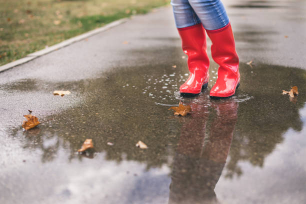 istock red rubber boots in the water 1050241464