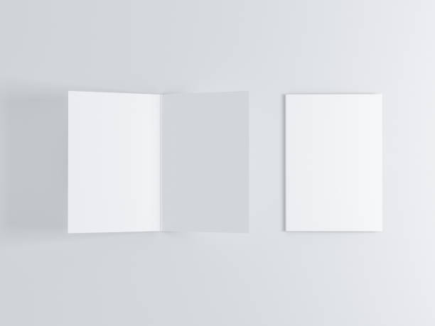Opened and closed blank greeting card Mockup, Top view on leaflet or invitation