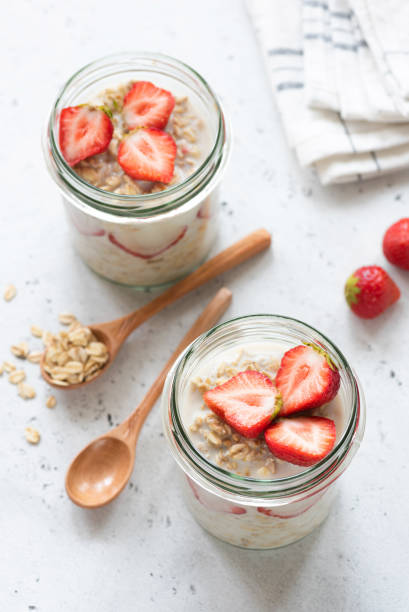 istock Overnight oatmeal or strawberry overnight oats 1050248978