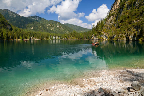 istock Braies lake (Lake Braies), Dolomite Alps, Belluno, Italy 1050264482