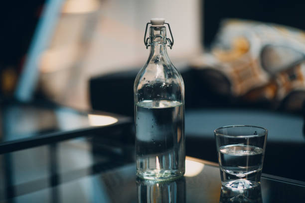 istock Bottle and glass with clean water 1050264864
