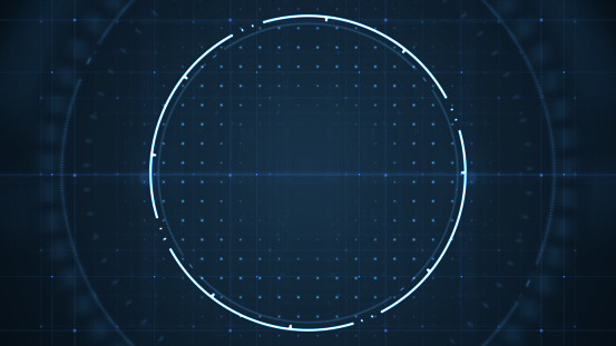 Technological future  user interface hud with spinning circles on dark blue background .Technology background concept.