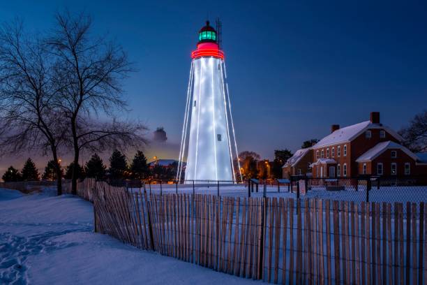 Fort Gratiot Lighthouse in Winter stock photo