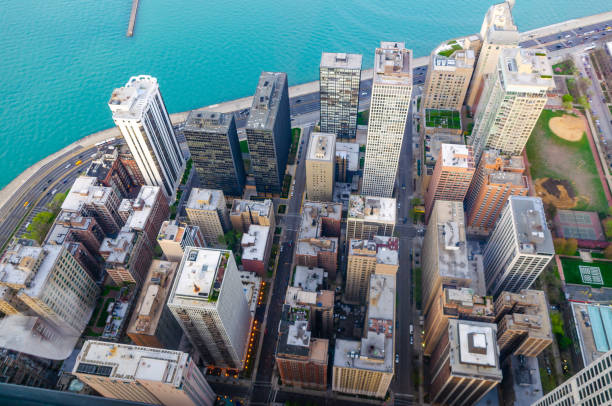 City skyline top view