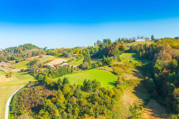 istock Croatian countryside landscape, panoramic view 1050277014
