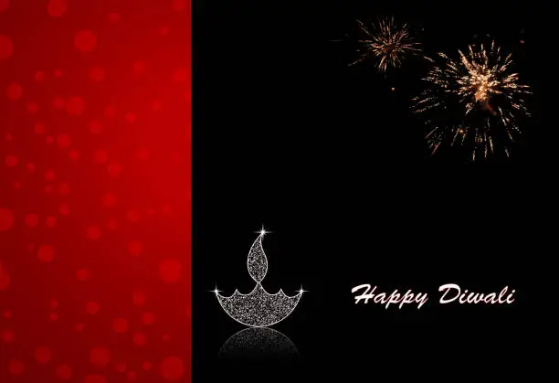 Vector illustration of Vector illustration of an illuminated Diya . Happy Diwali greetings