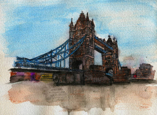 istock Watercolor painting of Tower Bridge in London 1050291008