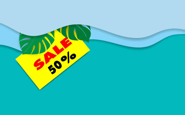 istock Abstract green tone color background with green leaf and discount 50 percent off label in flat style. Vector illustration. 1050297090