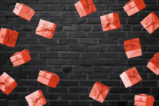 istock Black Friday sale concept with red gift boxes 1050297466