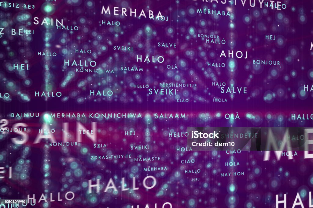 How to say Hello in different Languages Translation Stock Photo