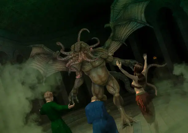 A group of cultist worshiping the great monster Cthulhu