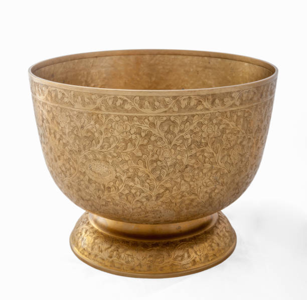 istock Old antique vintage bronze, brass bowl, isolated on white background 1050319396