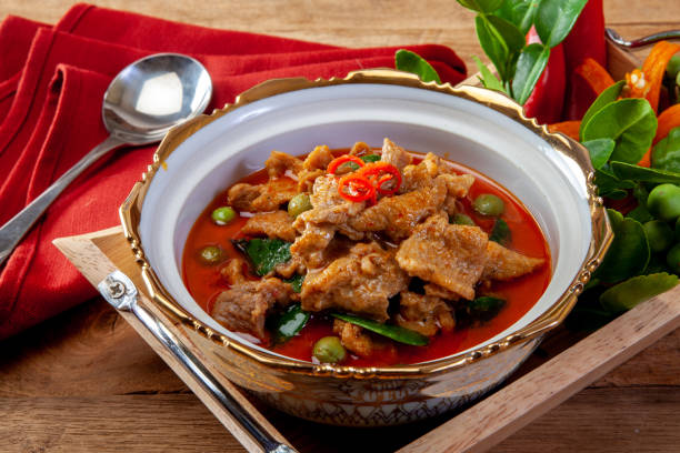 istock Red curry with pork and rice (Panaeng), Thai food 1050319678