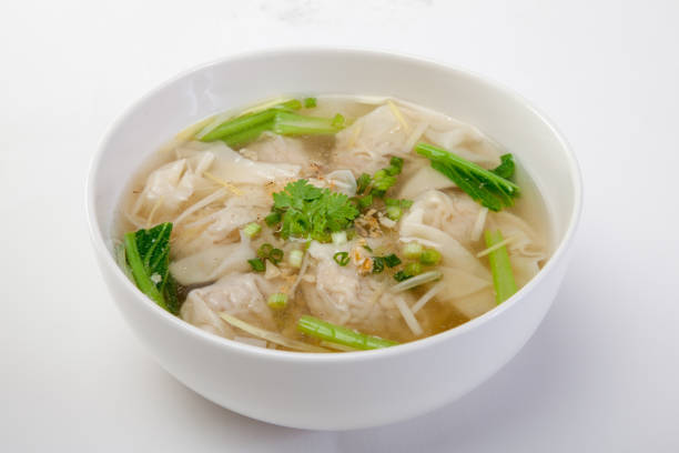 istock soup with dumplings, wonton soup 1050322890