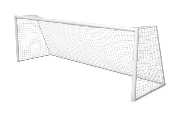 istock 3d rendering of white empty football gates isolated on a white background. 1050326246