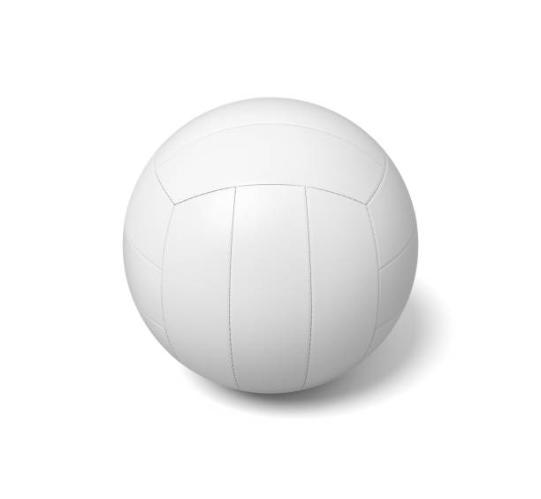 istock 3d rendering of a single white volleyball ball with a shadow lying on a white background. 1050326290