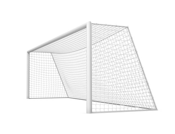 istock 3d rendering of white empty football gates isolated on a white background. 1050326344