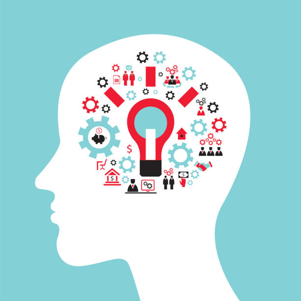 istock Infographics concept with head profile, brain, gears and business icons 1050329220