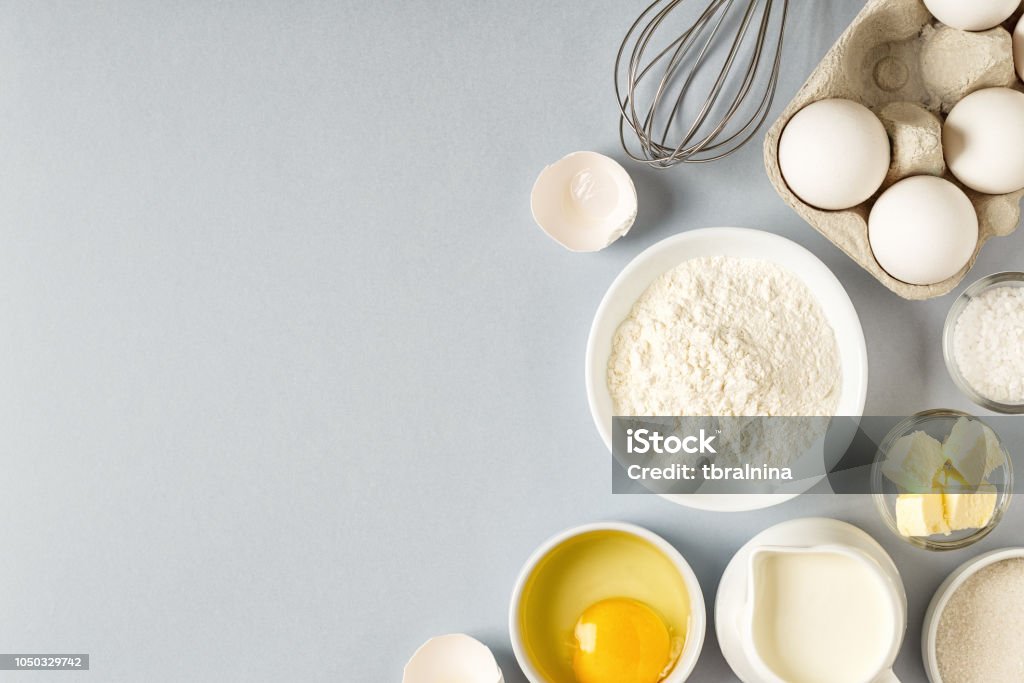 Fondo con ingredientes para cocinar, hornear - Foto de stock de Ingrediente libre de derechos