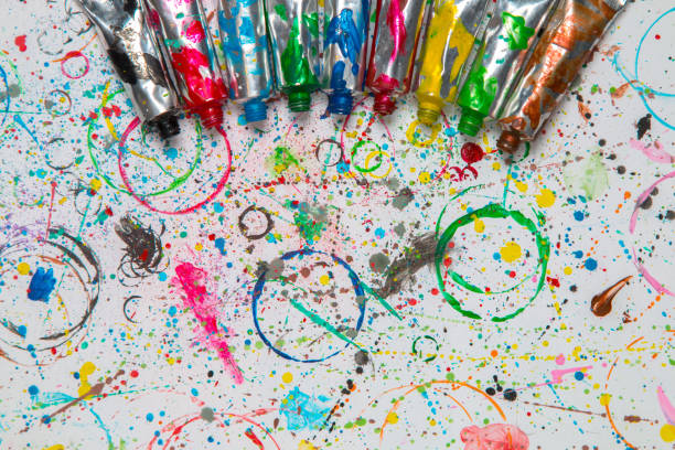 istock Colourful artistic background with copy space. Artist workplace. 1050335966