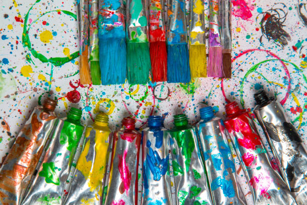 istock Colourful artistic background. Artist workplace. 1050336038