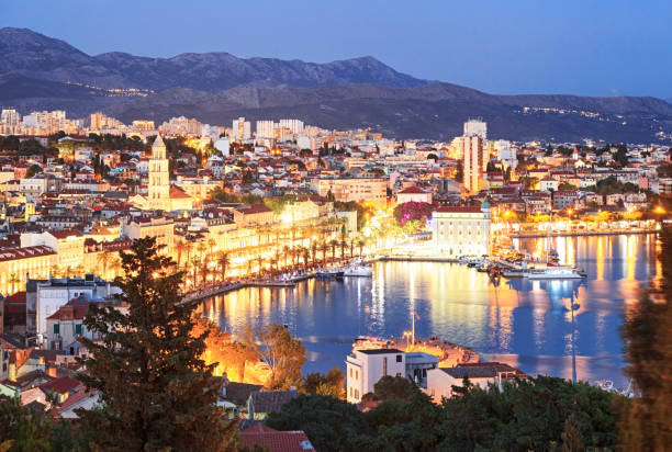 istock Night view of Split old town, Croatia 1050342732