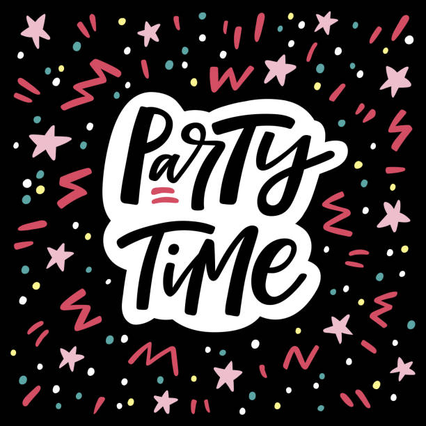 パーティー時間レタリング ポスター - party time点のイラスト素材／クリップアート素材／マンガ素材／アイコン素材