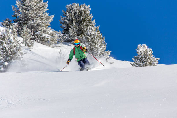 istock Freeride skier charging down through the forest in fresh powder, Kuhtai, Austria 1050380118