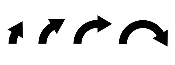 Black arrows. Curved signs Black arrows. Curved signs. Vector illustration isolated on white background Arc stock illustrations
