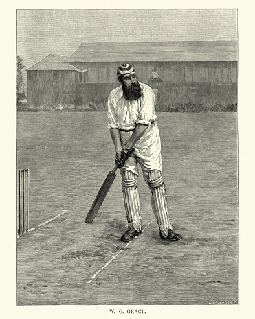 Vintage engraving of (William Gilbert) W. G. Grace, (18 July 1848 – 23 October 1915) was an English amateur cricketer who was important in the development of the sport and is widely considered one of its greatest-ever players.