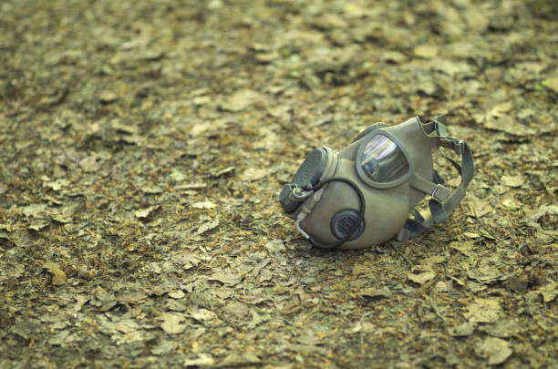 Gas mas on the ground, closeup