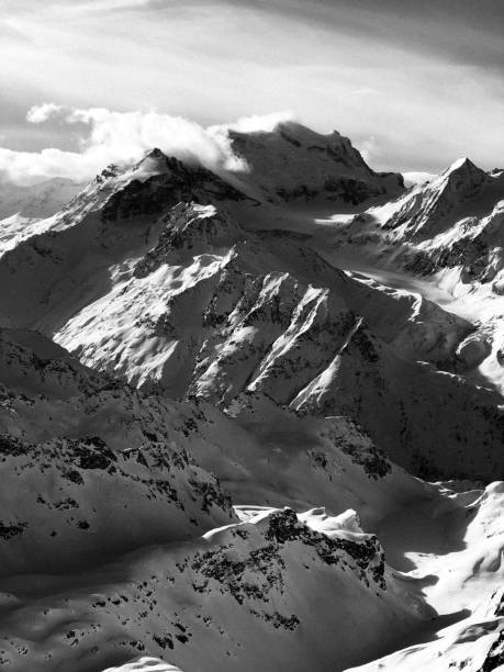 istock Mountain range in the sky. Landscapes in snow 1050395642