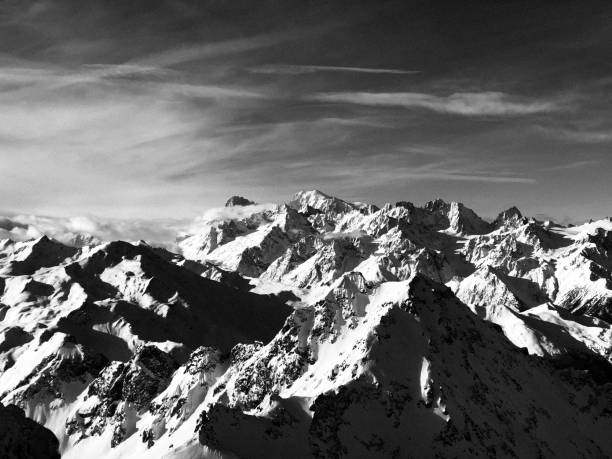 istock Mountain range in the sky. Landscapes in snow 1050395830
