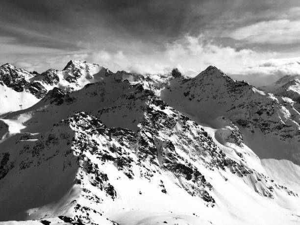 istock Mountain range in the sky. Landscapes in snow 1050395844