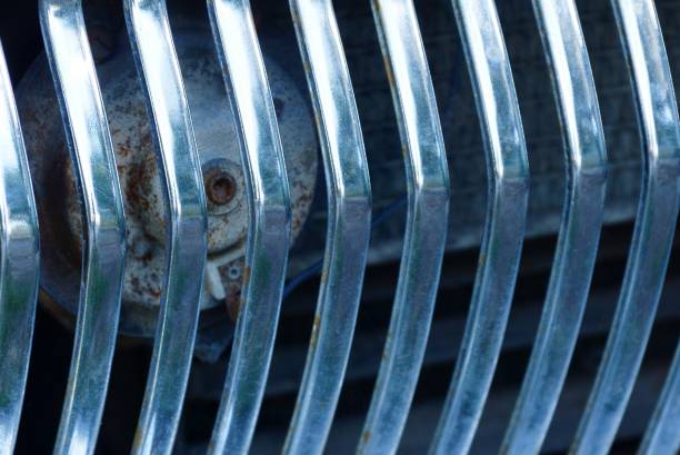 gray metal texture from the grille on an old car