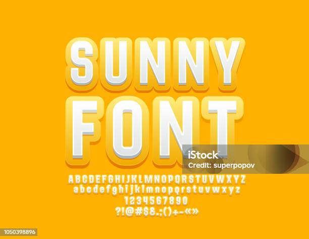 Vector Yellow And White Sunny Alphabet Stock Illustration - Download Image Now - Summer, Typescript, Logo
