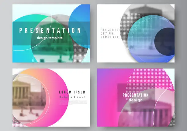 Vector illustration of The minimalistic abstract vector illustration of the editable layout of the presentation slides design business templates. Creative modern bright background with colorful circles and round shapes.