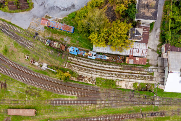 istock Aerial view of railroad 1050405194