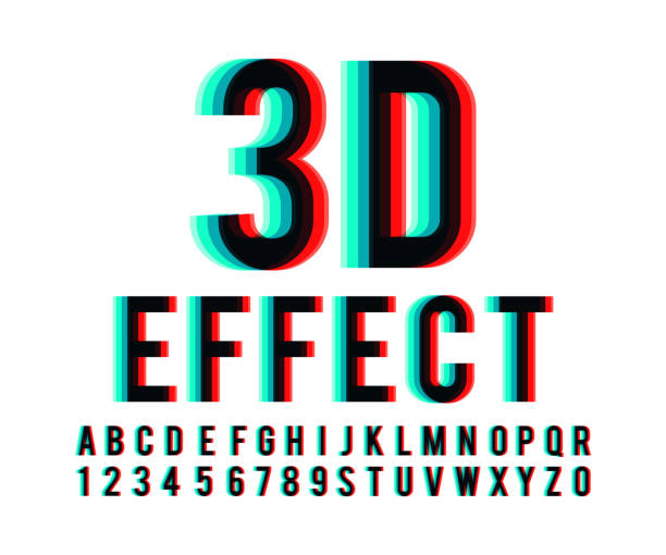 schrift 3d effekt vektor - stereoskopische photographie fotos stock-grafiken, -clipart, -cartoons und -symbole