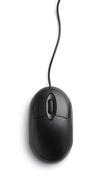 Photo of Top view of black computer mouse