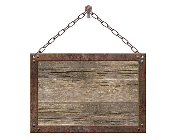 istock wooden sign, shield, wood, rope, tie, old 1050410464