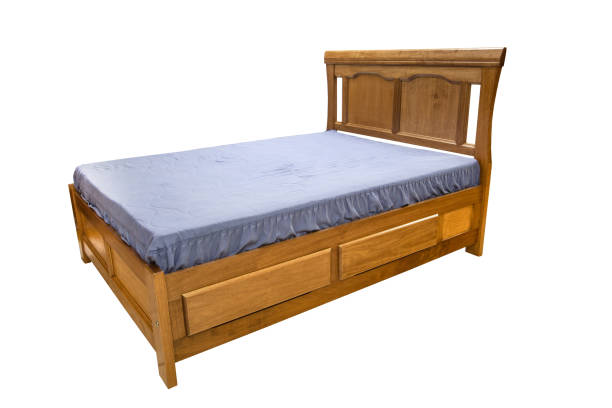 istock wooden double bed isolated on white background 1050413722