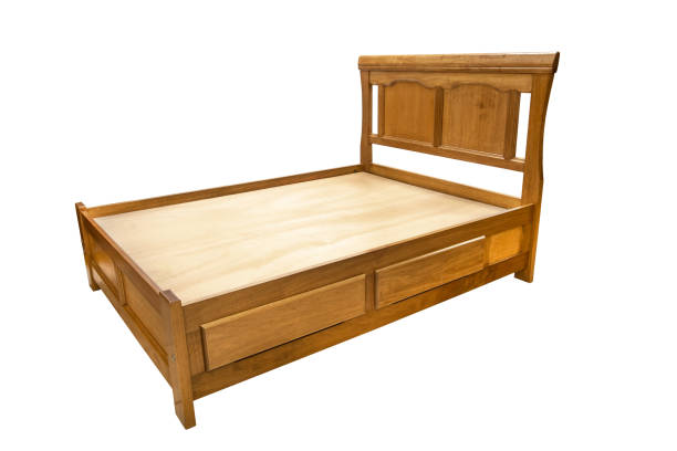 istock wooden double bed isolated on white background 1050414068