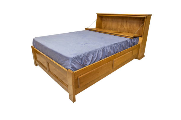istock wooden double bed isolated on white background 1050416638