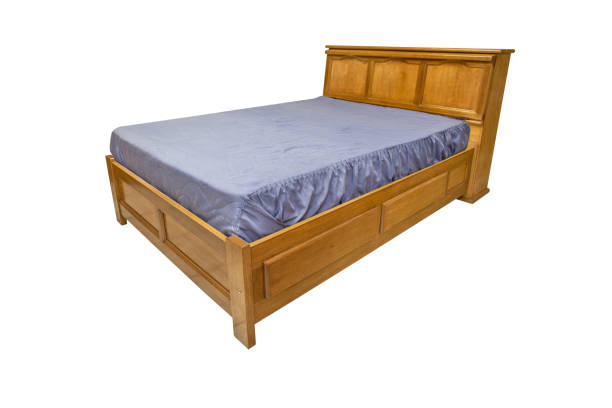 istock wooden double bed isolated on white background 1050416722